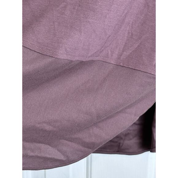Ann Taylor Blouse Mixed Media Tunic Shirt Size Large LG Viscose Plum - Picture 5 of 10